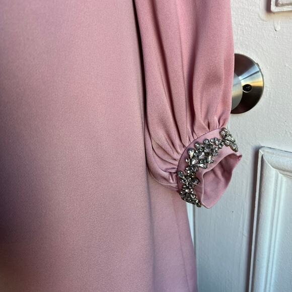 Ted Baker Joele Dress Shift Long Sleeve Rhinestone Cuff Pink Size 1 US Size 4 - Picture 3 of 12
